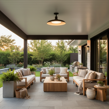 Modern Outdoor Ceiling Light | Waterproof Semi Flush Mount Fixture for Patio