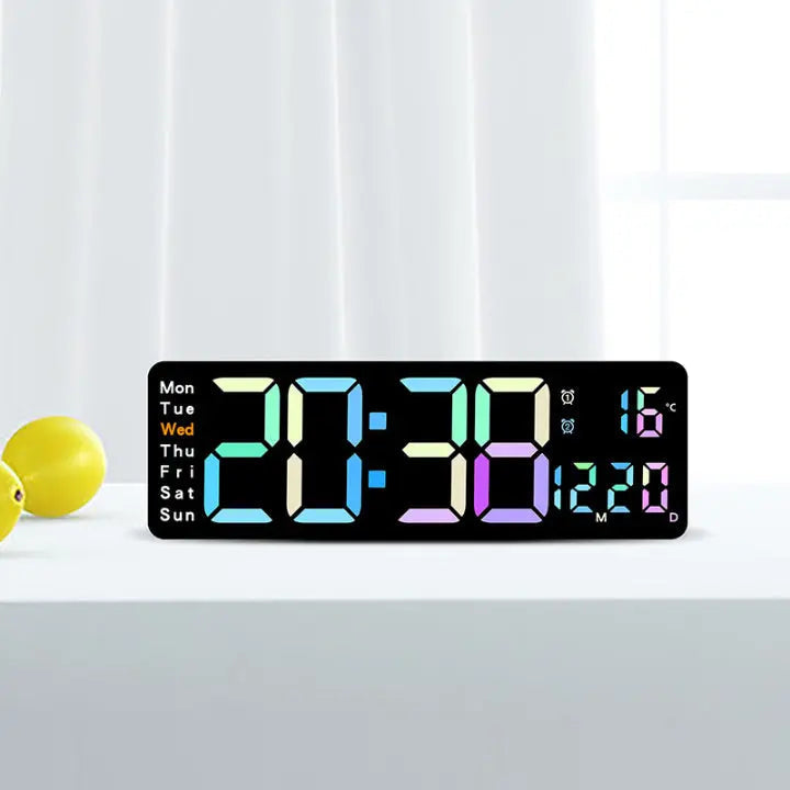 Modern RGB Wall Clock with Large LED Display & Remote Control | Stylish Timepiece for Home Ambiance