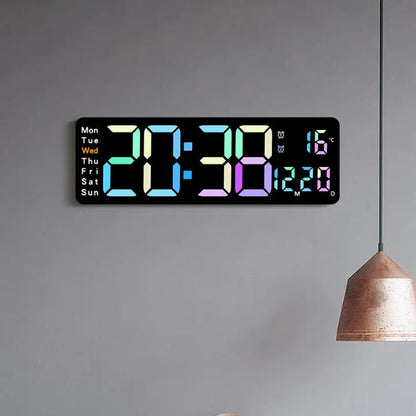 Modern RGB Wall Clock with Large LED Display & Remote Control | Stylish Timepiece for Home Ambiance