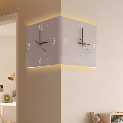 Modern Square LED Wall Clock Lamp with Backlit Metal Frame and USB Rechargeable Light