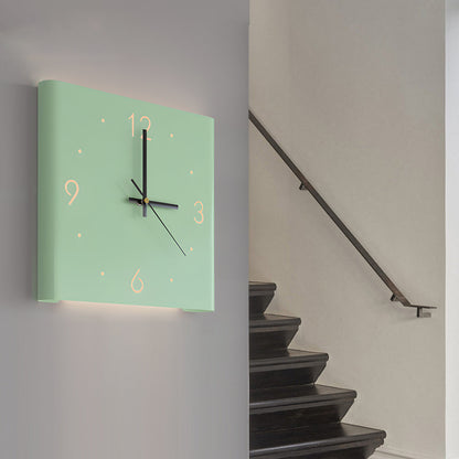 Modern Square LED Wall Clock Lamp with Backlit Metal Frame and USB Rechargeable Light