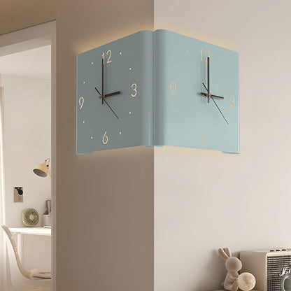 Modern Square LED Wall Clock Lamp with Backlit Metal Frame and USB Rechargeable Light