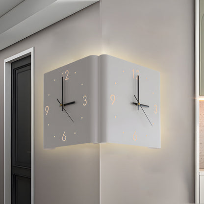 Modern Square LED Wall Clock Lamp with Backlit Metal Frame and USB Rechargeable Light