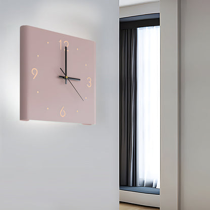 Modern Square LED Wall Clock Lamp with Backlit Metal Frame and USB Rechargeable Light