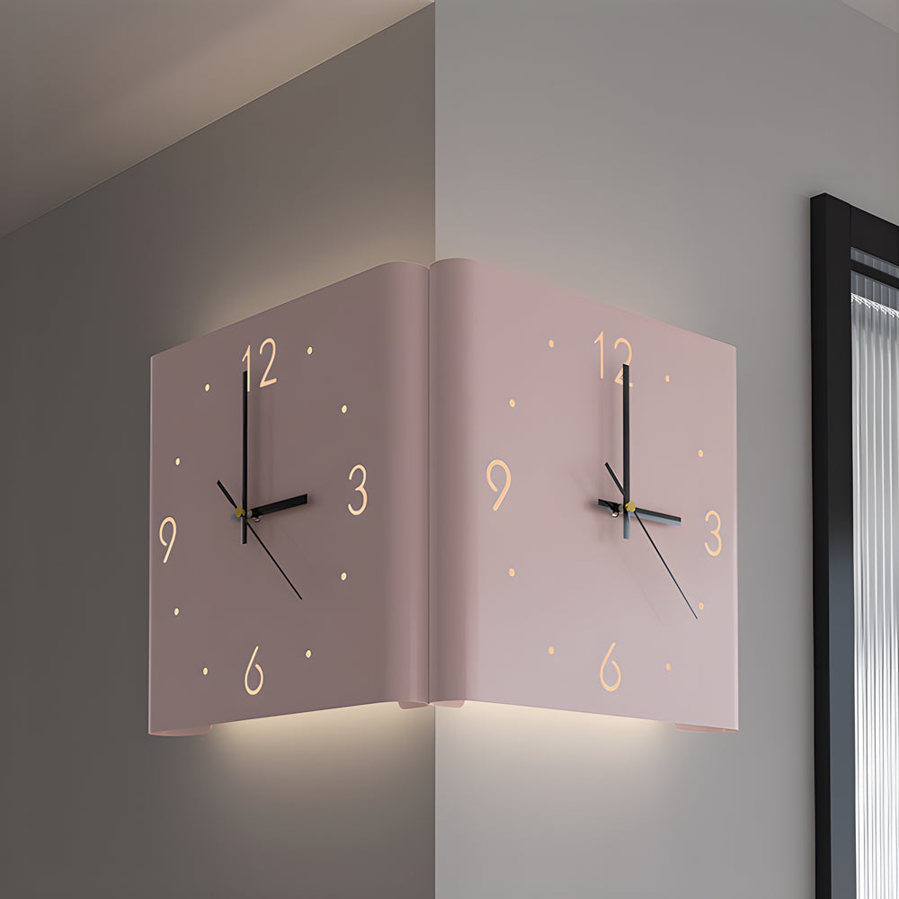 Modern Square LED Wall Clock Lamp with Backlit Metal Frame and USB Rechargeable Light