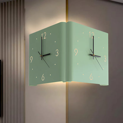 Modern Square LED Wall Clock Lamp with Backlit Metal Frame and USB Rechargeable Light