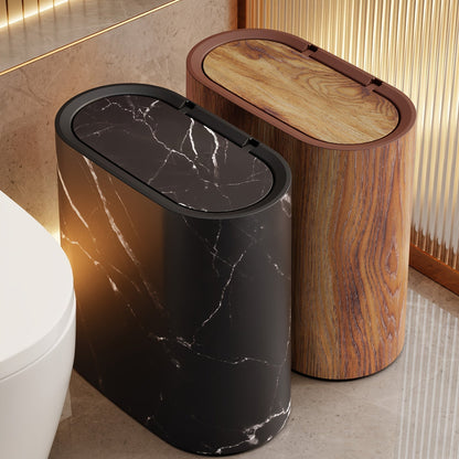 Modern Waste Bin | Bathroom Trash Can with Covered Lid | Slim Design for Compact Spaces
