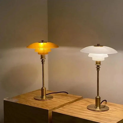 Frosted Glass Desk Lamp 18 in Tall Gold Metal Base E27 Socket Rotary Switch for Nightstand Study Office Reading
