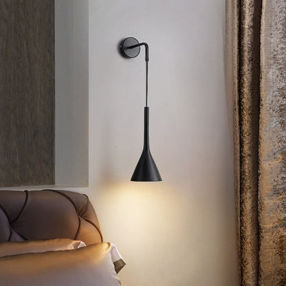 Mid-Century Hardwired Wall Sconce with Drop Cord – Adjustable Metal Shade for Bedroom, Nursery, Living Room, Hallway – Modern Nordic Fixture