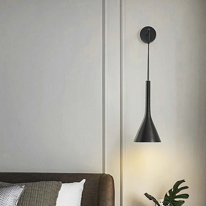 Mid-Century Hardwired Wall Sconce with Drop Cord – Adjustable Metal Shade for Bedroom, Nursery, Living Room, Hallway – Modern Nordic Fixture