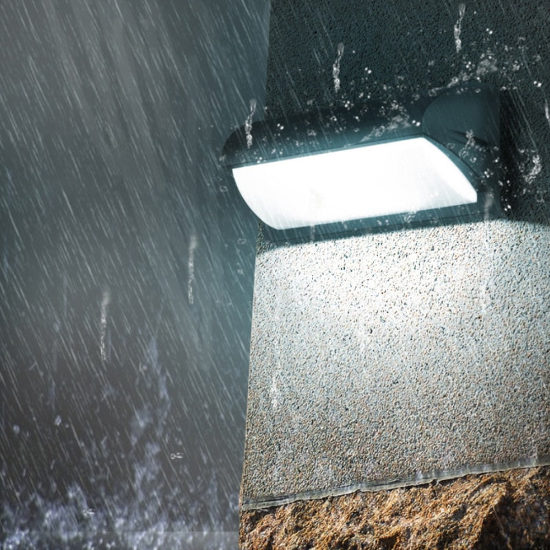 Motion Sensor Outdoor Wall Light 18W Dusk-to-Dawn Porch Security Sconce Weatherproof Black Aluminum for Garden Entryway Path Lighting