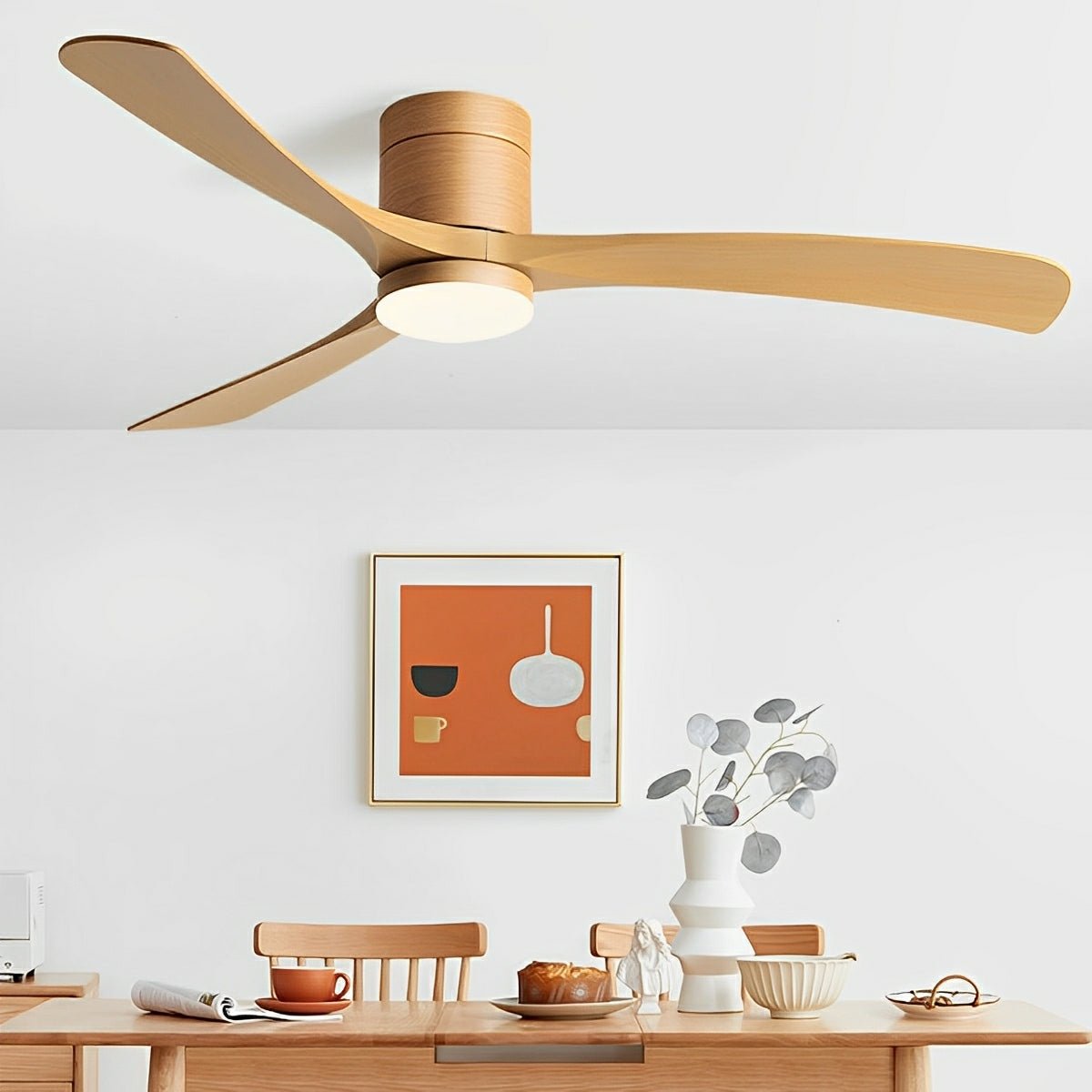 Whisper-Quiet Ceiling Fan with Integrated LED Light – 6 Speed Reversible Airflow for Year-Round Comfort in Living Room Bedroom