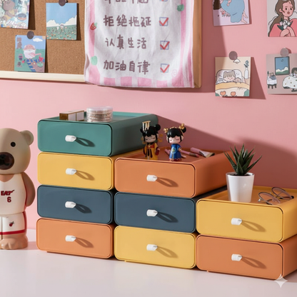 Modular Plastic Organizer Bins 3.1 × 7.9 × 7.5 Inches for Desks Cabinets Drawers Countertops Bathroom Shelves Home Office Supplies Cosmetics