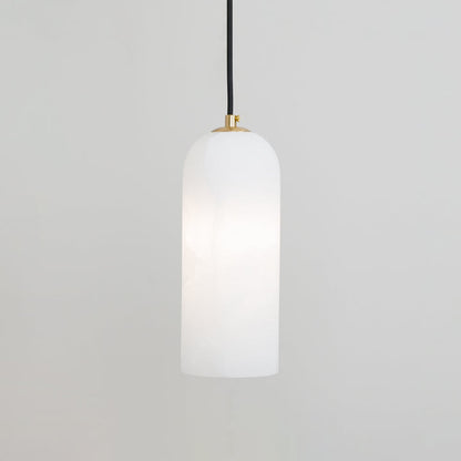 Alabaster Stone Hanging Lamp 10 in Tall White Shade Brass Accent Minimal Pendant for Islands Dining Tables Bedrooms Entryways