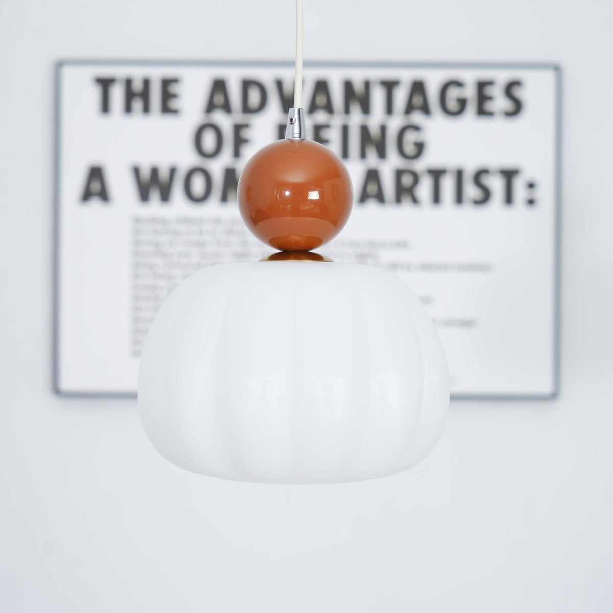 Sculptural Mini Pendant Light with Rounded Acrylic Shade for Dining Rooms, Bedrooms & Kitchen Nooks – 5.5-Inch White Globe Fixture, Adjustab