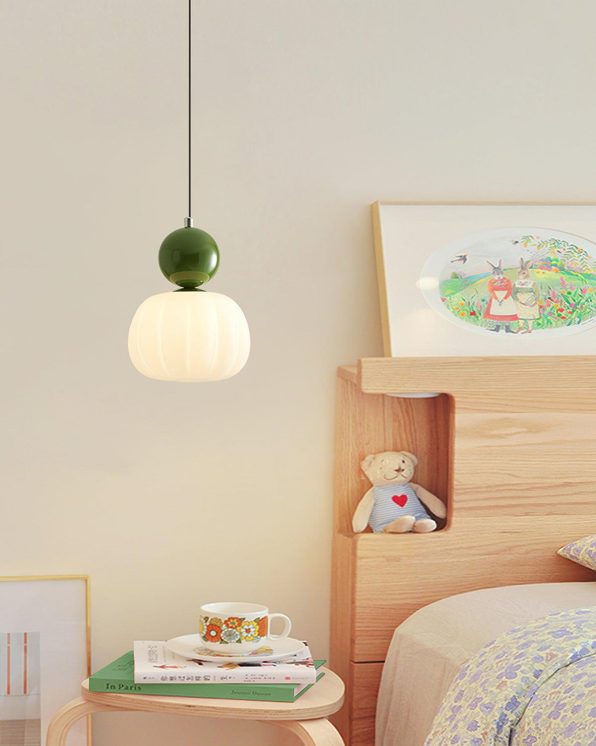 Sculptural Mini Pendant Light with Rounded Acrylic Shade for Dining Rooms, Bedrooms & Kitchen Nooks – 5.5-Inch White Globe Fixture, Adjustab