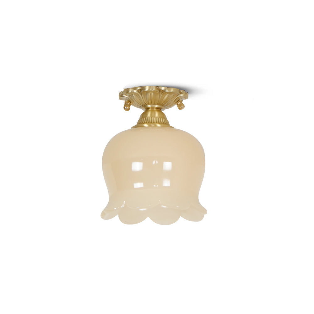 Compact Resin & Brass Flush Mount Ceiling Fixture 6 in Diameter Ambient Room Light E26 Base Bedroom Living Room Dining Kitchen Hallway Entry