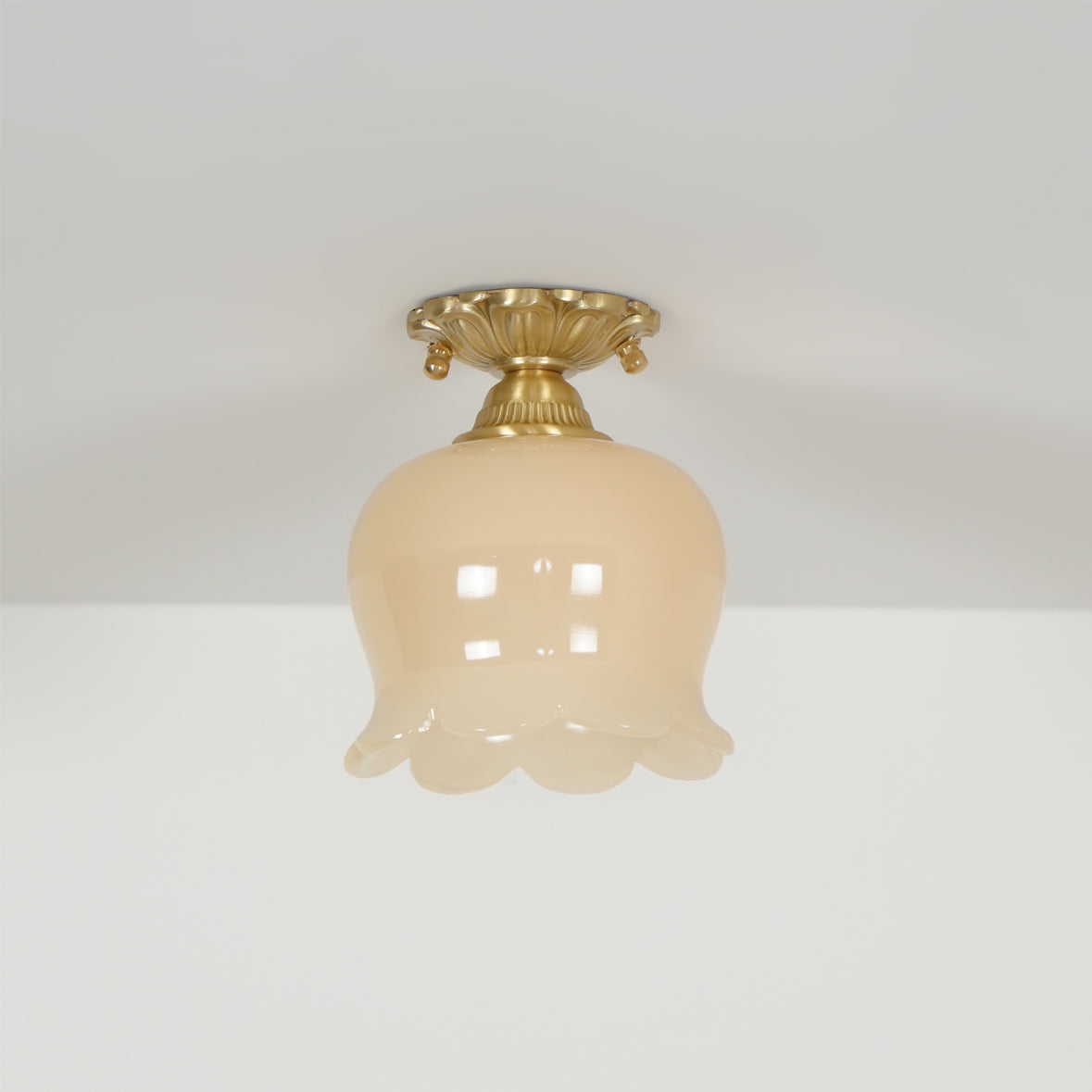 Compact Resin & Brass Flush Mount Ceiling Fixture 6 in Diameter Ambient Room Light E26 Base Bedroom Living Room Dining Kitchen Hallway Entry