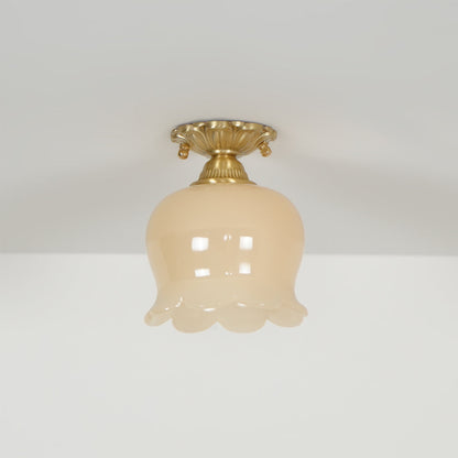 Compact Resin & Brass Flush Mount Ceiling Fixture 6 in Diameter Ambient Room Light E26 Base Bedroom Living Room Dining Kitchen Hallway Entry