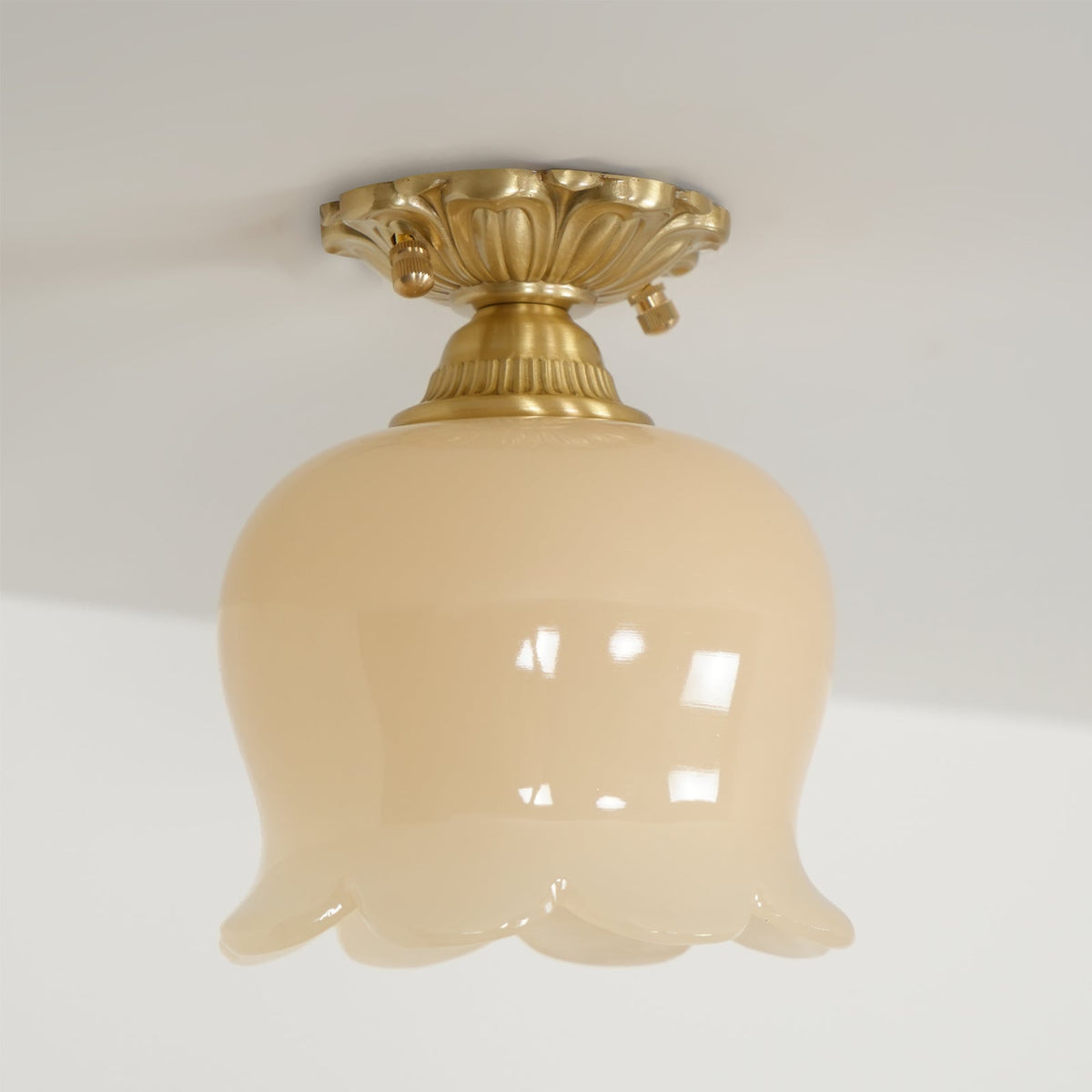 Compact Resin & Brass Flush Mount Ceiling Fixture 6 in Diameter Ambient Room Light E26 Base Bedroom Living Room Dining Kitchen Hallway Entry