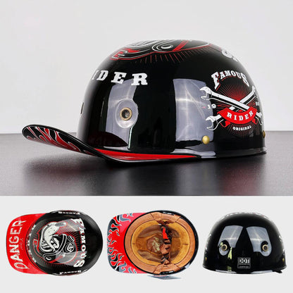 Moto Helmet Cap Style, Lightweight Helmet with DOT and ECE Certification, Open Face Motorcycle Half Helmet for Men