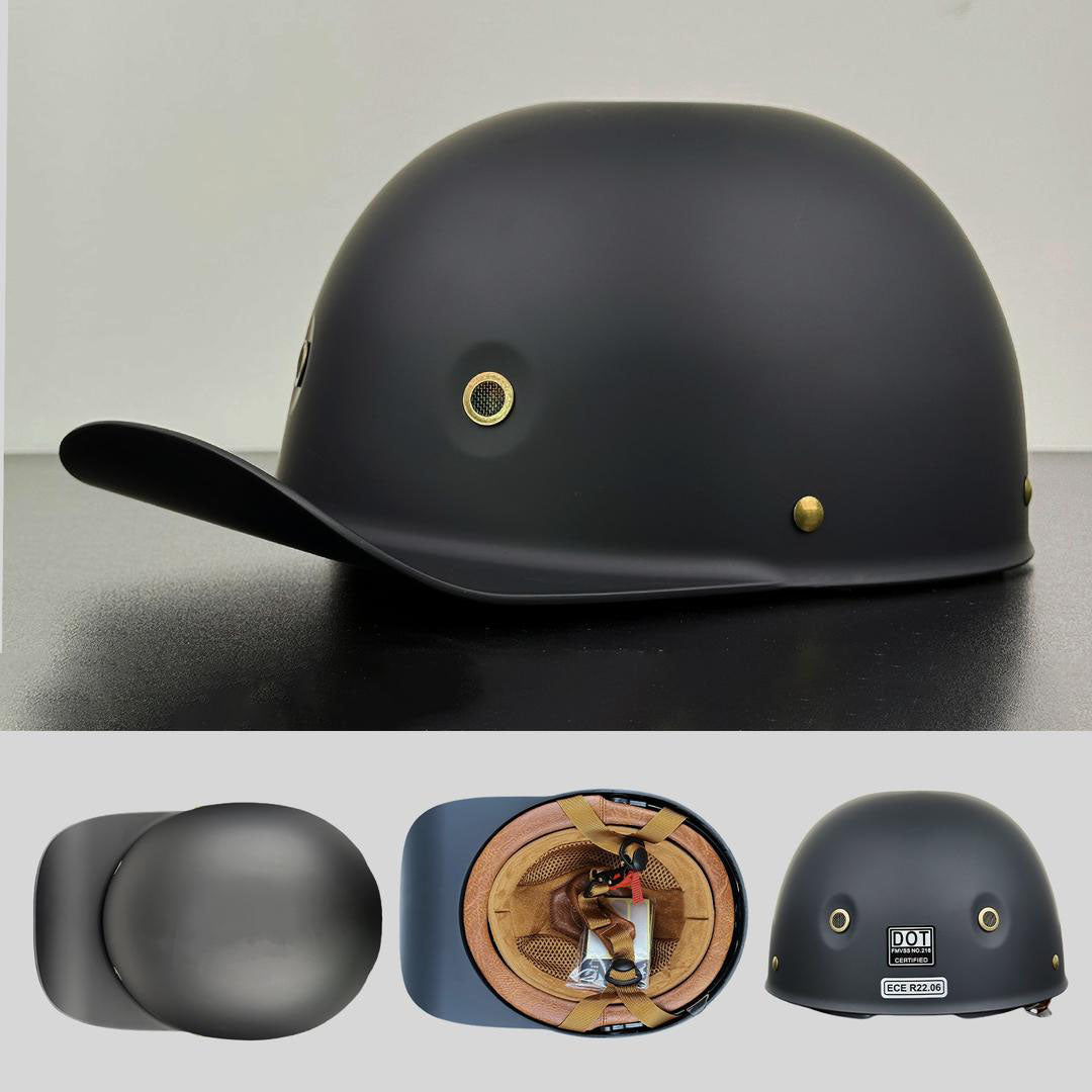 Moto Helmet Cap Style, Lightweight Helmet with DOT and ECE Certification, Open Face Motorcycle Half Helmet for Men