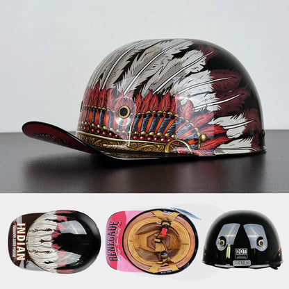 Moto Helmet Cap Style, Lightweight Helmet with DOT and ECE Certification, Open Face Motorcycle Half Helmet for Men