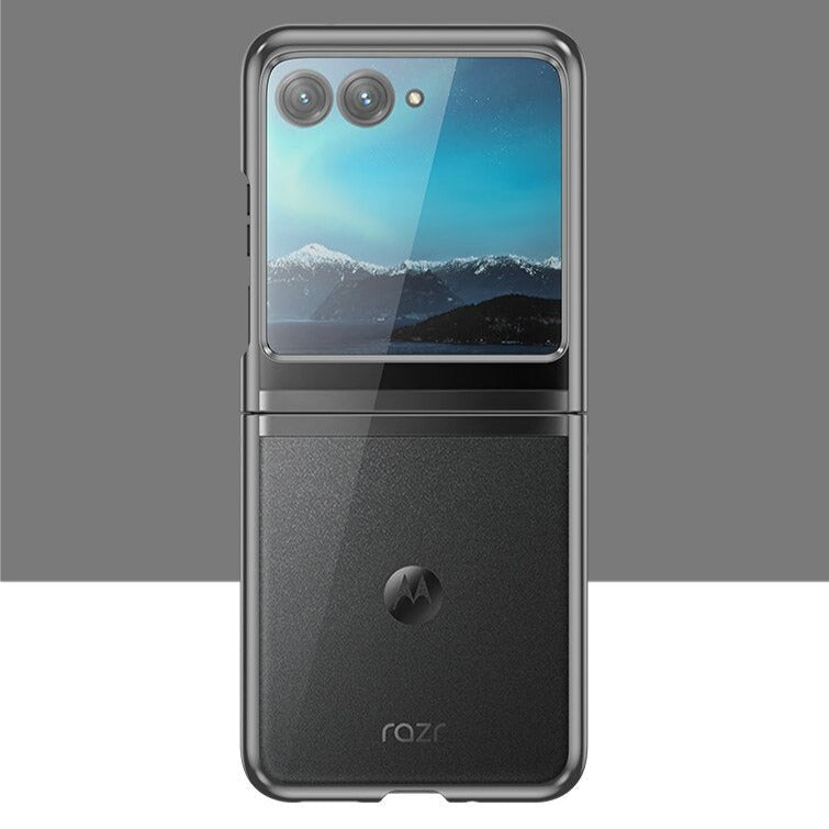 Clear Protective Case for Motorola Razr Plus Foldable Phone with Electroplated Edge Trim