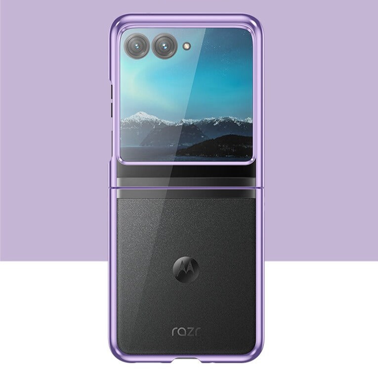 Clear Protective Case for Motorola Razr Plus Foldable Phone with Electroplated Edge Trim