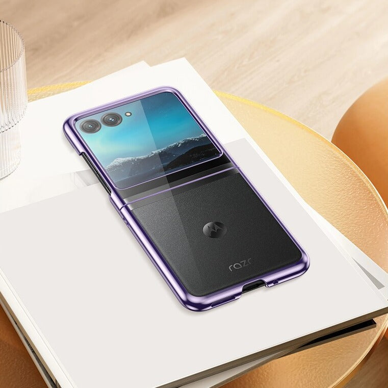 Clear Protective Case for Motorola Razr Plus Foldable Phone with Electroplated Edge Trim