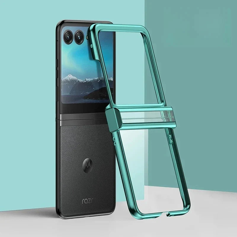 Clear Protective Case for Motorola Razr Plus Foldable Phone with Electroplated Edge Trim