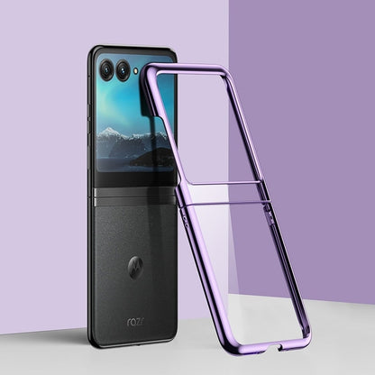 Clear Protective Case for Motorola Razr Plus Foldable Phone with Electroplated Edge Trim