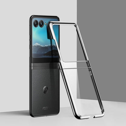 Clear Protective Case for Motorola Razr Plus Foldable Phone with Electroplated Edge Trim