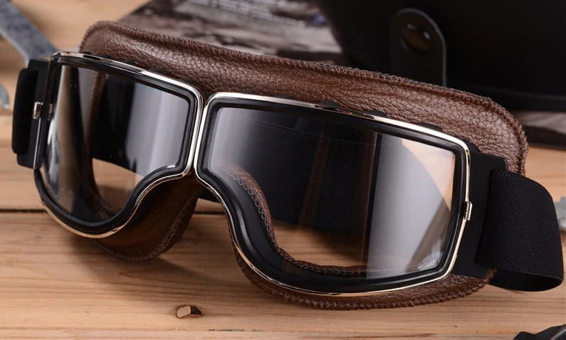 Vintage Motorcycle Goggles with UV Protection & Shatterproof Lens for Bikes, Scooters & Classic Rides
