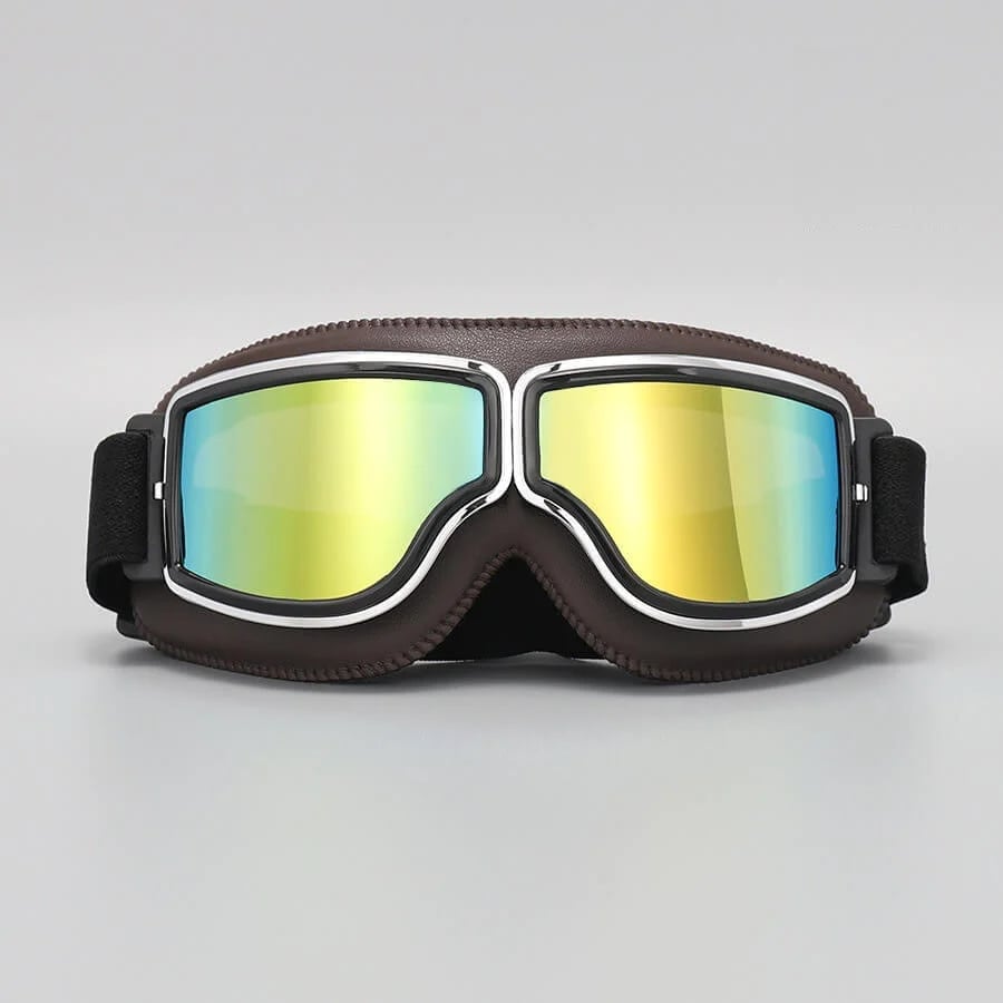 Vintage Motorcycle Goggles with UV Protection & Shatterproof Lens for Bikes, Scooters & Classic Rides