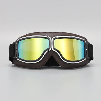 Vintage Motorcycle Goggles with UV Protection & Shatterproof Lens for Bikes, Scooters & Classic Rides