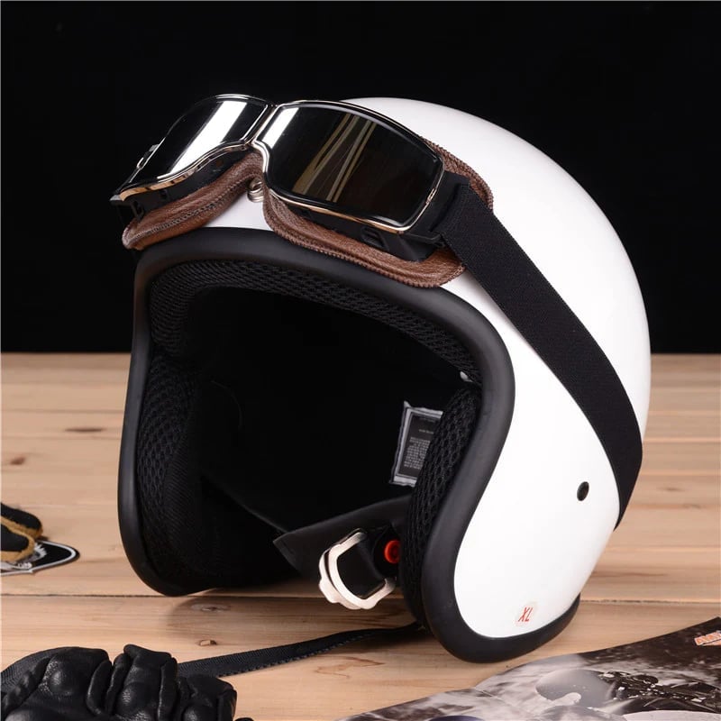 Vintage Motorcycle Goggles with UV Protection & Shatterproof Lens for Bikes, Scooters & Classic Rides