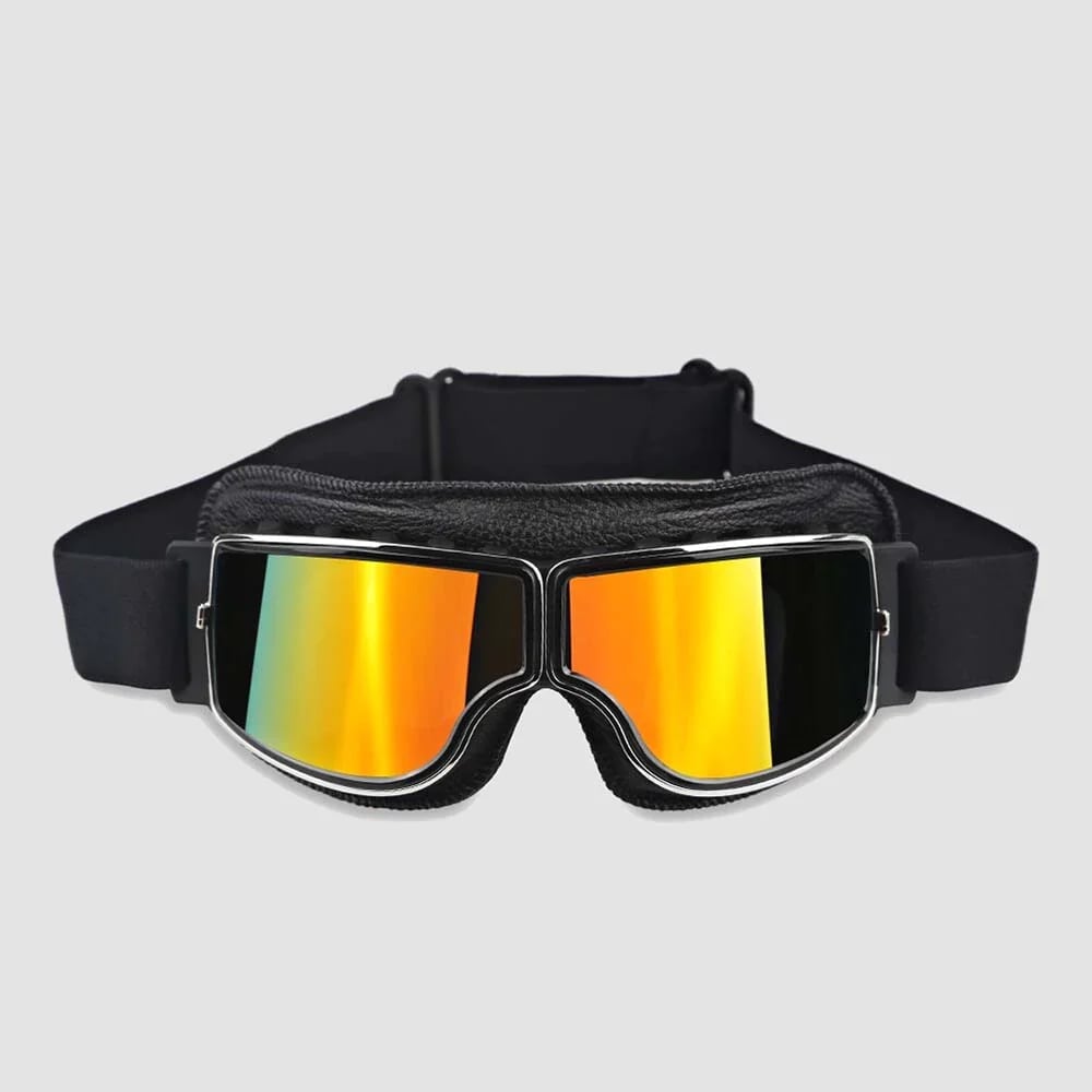 Vintage Motorcycle Goggles with UV Protection & Shatterproof Lens for Bikes, Scooters & Classic Rides