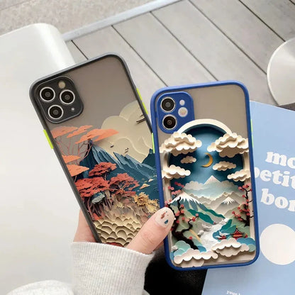 Silicone iPhone Case with Nature Scene Artwork – Shock-Absorbing Protection for iPhone 11-17 Series