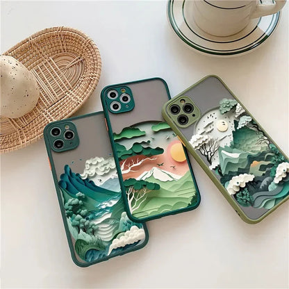 Silicone iPhone Case with Nature Scene Artwork – Shock-Absorbing Protection for iPhone 11-17 Series