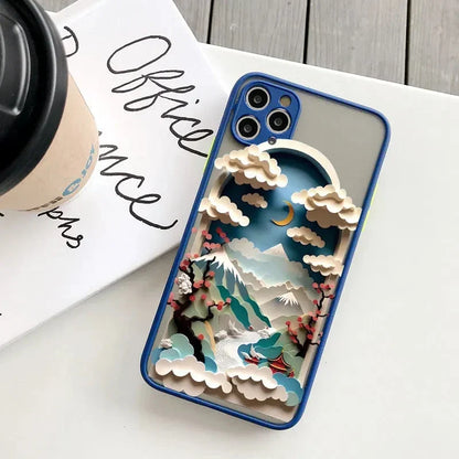 Silicone iPhone Case with Nature Scene Artwork – Shock-Absorbing Protection for iPhone 11-17 Series