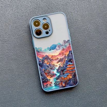 Silicone iPhone Case with Nature Scene Artwork – Shock-Absorbing Protection for iPhone 11-17 Series