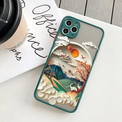 Silicone iPhone Case with Nature Scene Artwork – Shock-Absorbing Protection for iPhone 11-17 Series