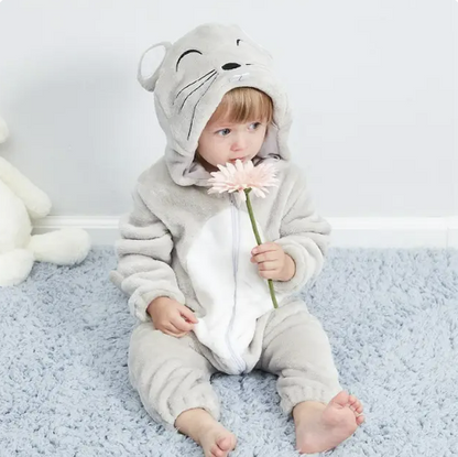 Soft Baby Animal Onesie Costume with Hood – Full-Zip Fleece Outfit for Infants & Toddlers – Home, Playdates & Photo Ops