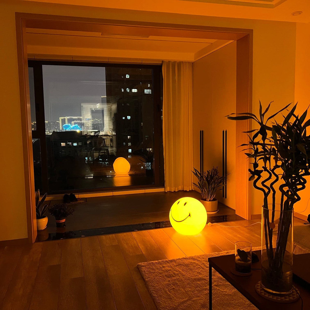 Cheerful Glow Night Light for Kids | 9 in Polypropylene LED Desk Lamp Yellow USB Rechargeable Bedside Reading Light Playroom Decor Nursery A