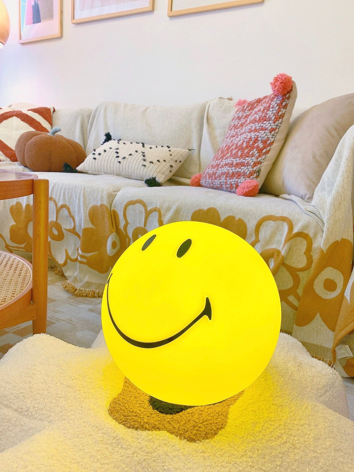 Cheerful Glow Night Light for Kids | 9 in Polypropylene LED Desk Lamp Yellow USB Rechargeable Bedside Reading Light Playroom Decor Nursery A