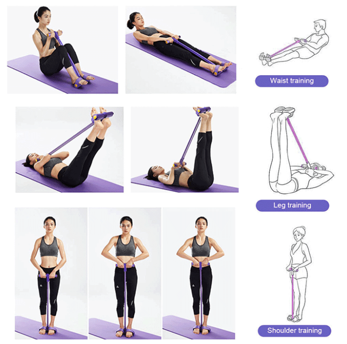 Resistance Band Trainer with Foot Pedals for Arms, Abs, Legs & Glutes – Portable Full-Body Toning Equipment for Home, Office & Travel