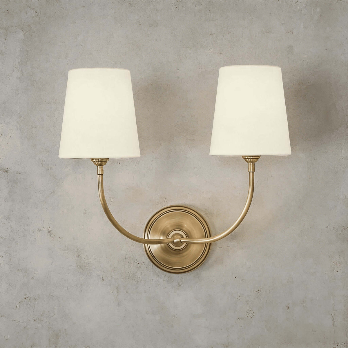 Articulated Arm Wall Lamp with Fabric Shades for Bedroom Reading Nook Hallway Accent Task Lighting Adjustable Sconce Fixture Metal Brass Fin