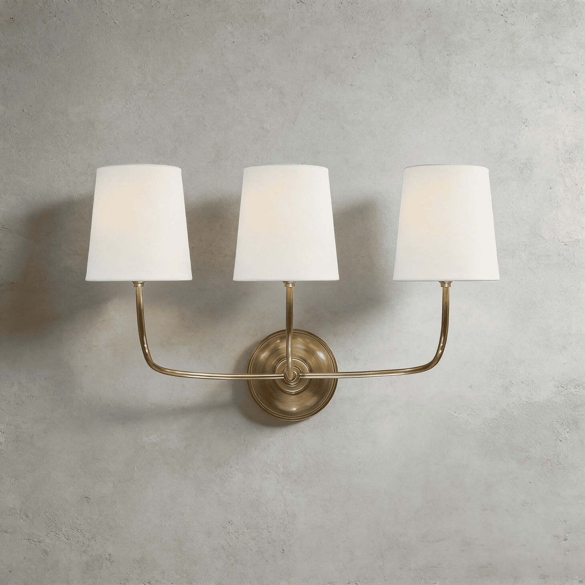 Articulated Arm Wall Lamp with Fabric Shades for Bedroom Reading Nook Hallway Accent Task Lighting Adjustable Sconce Fixture Metal Brass Fin