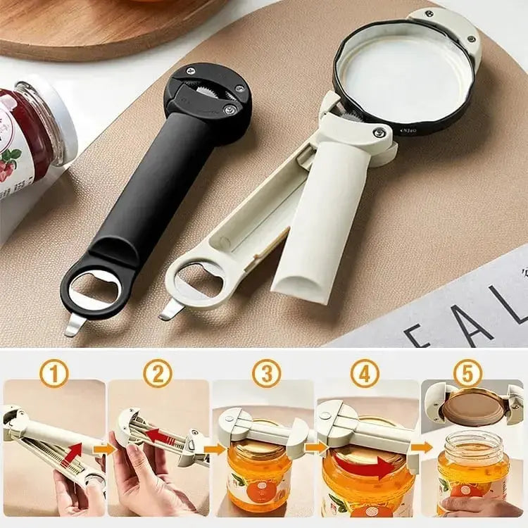Magnetic Jar Opener Adjustable Grip Tool for Kitchen Lids Bottles Cans Stainless Steel Wall Mount Fridge Storage for Countertop Easy Twist